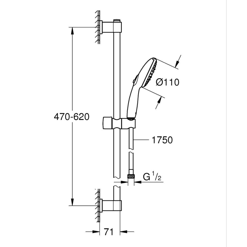 GROHE 26032001 - Ensemble de douche VITALIO START 110 600 mm chrome brillant
