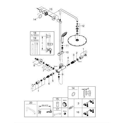 GROHE 26075GL0 - Système de douche EUPHORIA SYSTEM 310 450 mm doré