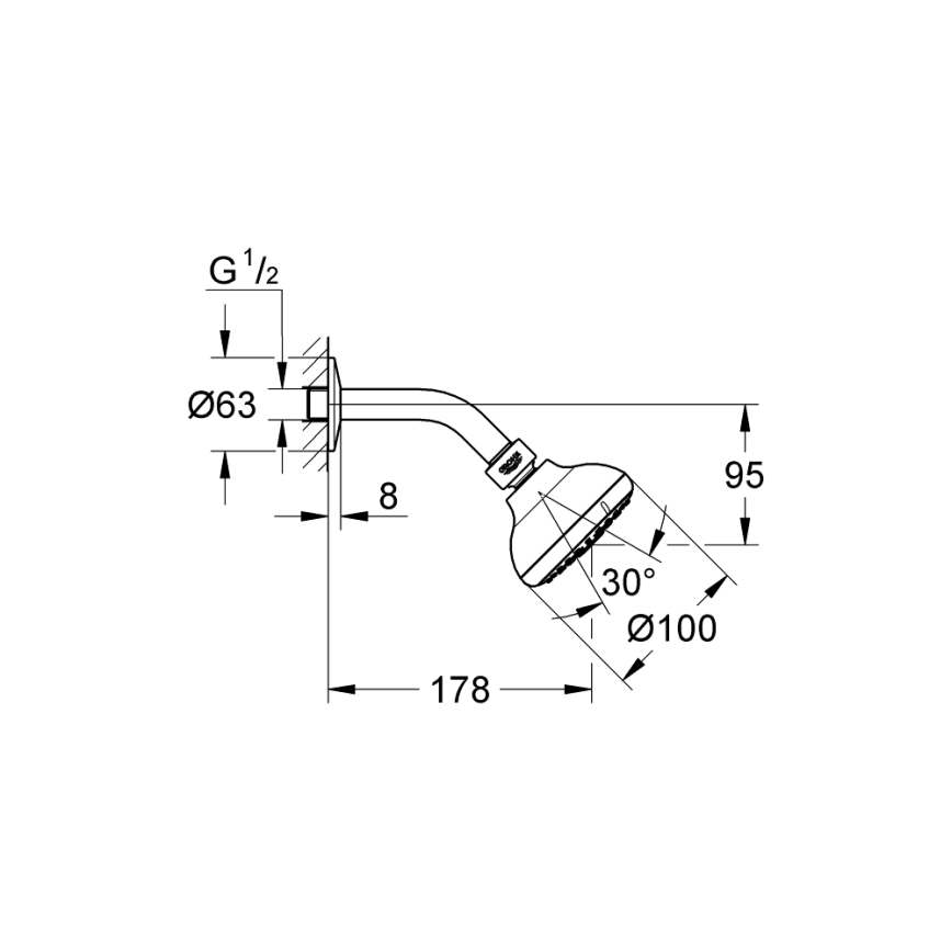 GROHE 26088001 - Kopfbrause TEMPESTA 100, 100 mm, glänzender Chrom
