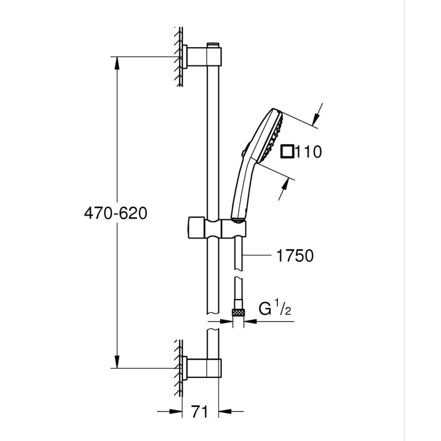GROHE 26096001 - Set doccia VITALIO COMFORT 110 600 mm, cromo lucido