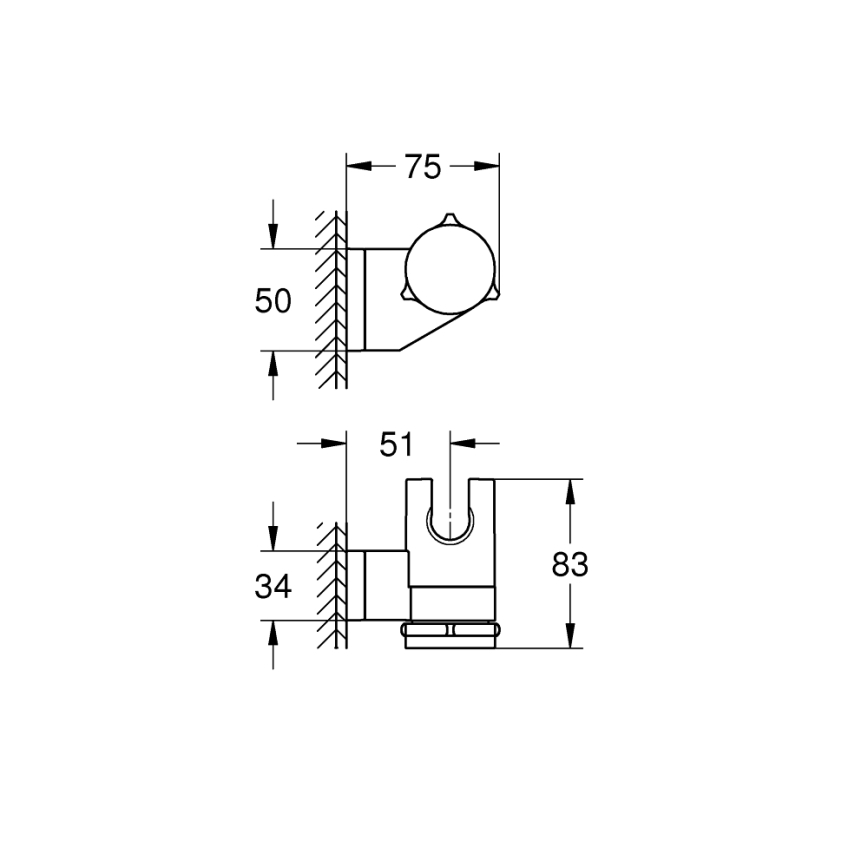 GROHE 261832431 - VITALIO UNIVERSAL Supporto doccia a parete, nero