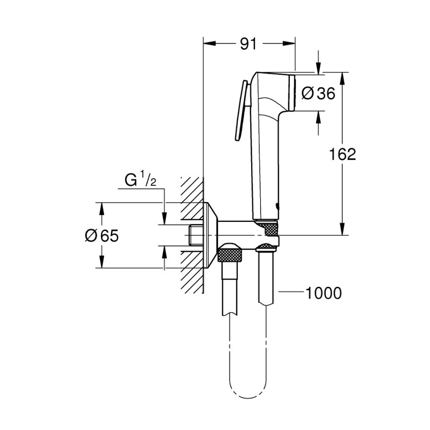 GROHE 26358000 - Set da parete TEMPESTA-F con doccetta bidet manuale, 1000 mm, cromato