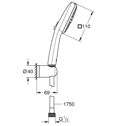 GROHE 263992431 - Ensemble de douche VITALIO COMFORT 110, 110 mm, noir