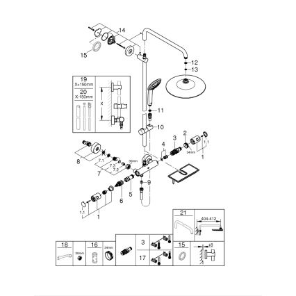 GROHE 26403001 - Sistema doccia VITALIO JOY 260 450 mm cromo lucido