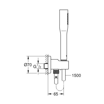 GROHE 26404000 - Doccia a mano STICK con tubo flessibile e supporto, cromato lucido