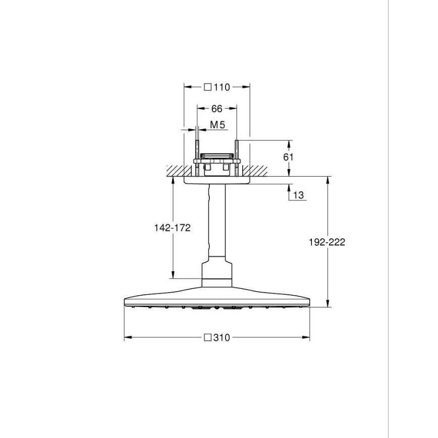 GROHE 26481000 - Kopfbrause-Set RAINSHOWER SMARTACTIVE 310 CUBE 310 mm Chrom