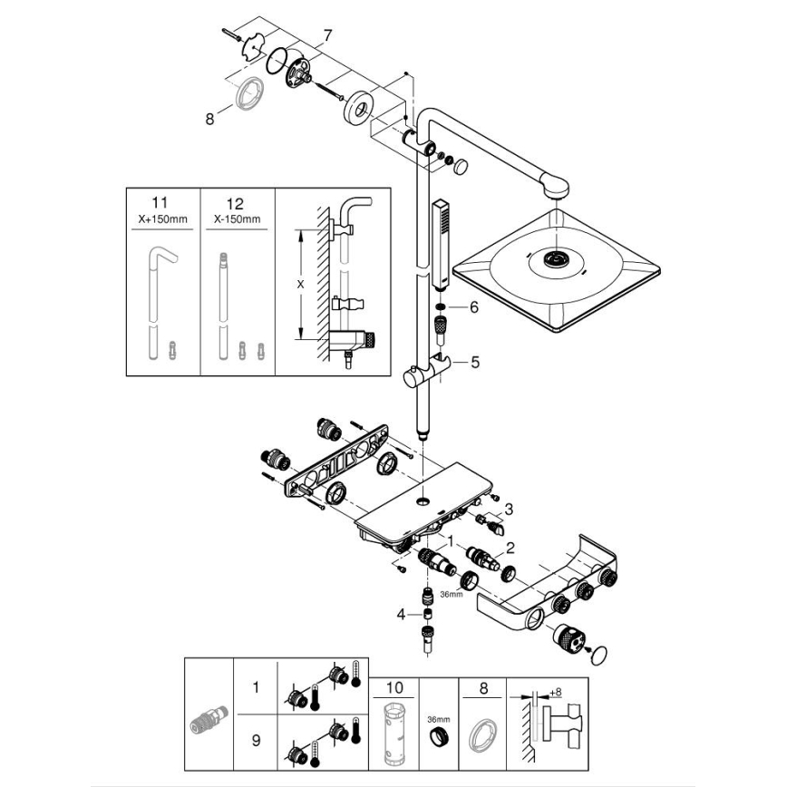 GROHE 26508000 - Sistema doccia EUPHORIA SMARTCONTROL 310 CUBE, cromo lucido