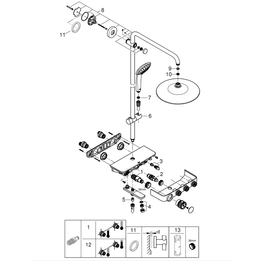 GROHE 26510000 - Duschsystem EUPHORIA SMARTCONTROL 450 mm glänzender Chrom