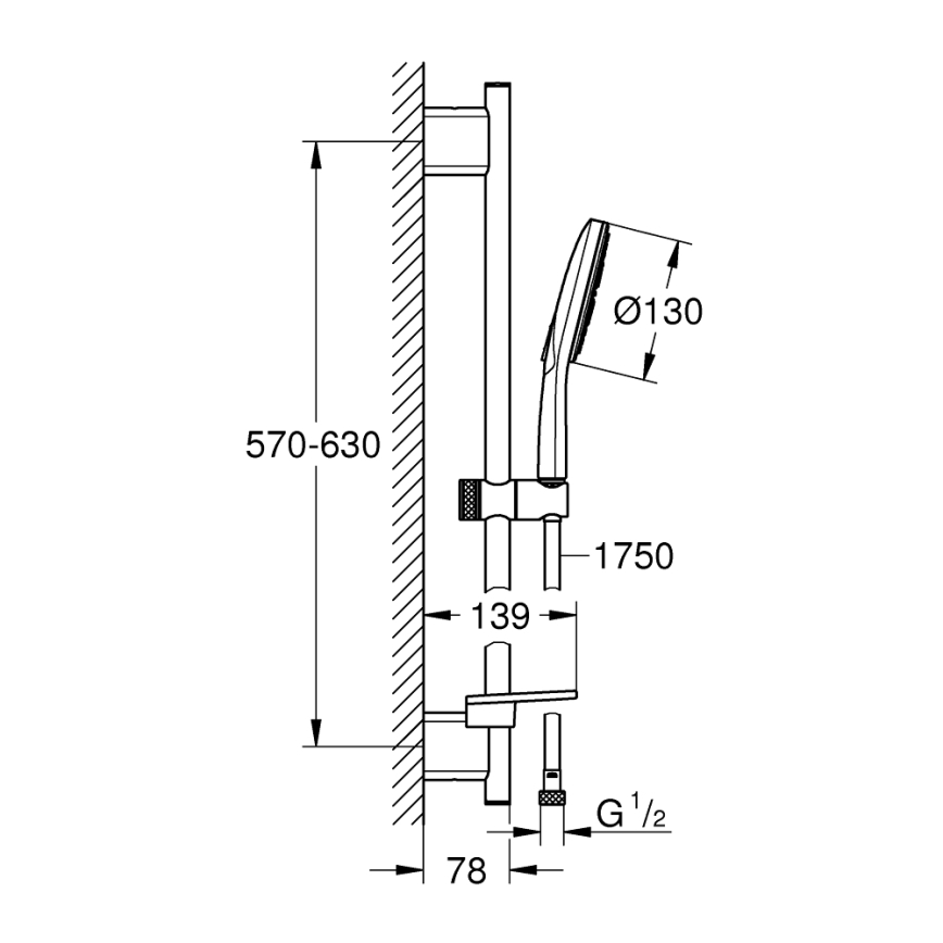 GROHE 26546000 - Set doccia RAINSHOWER SMARTACTIVE 600 mm, cromato lucido