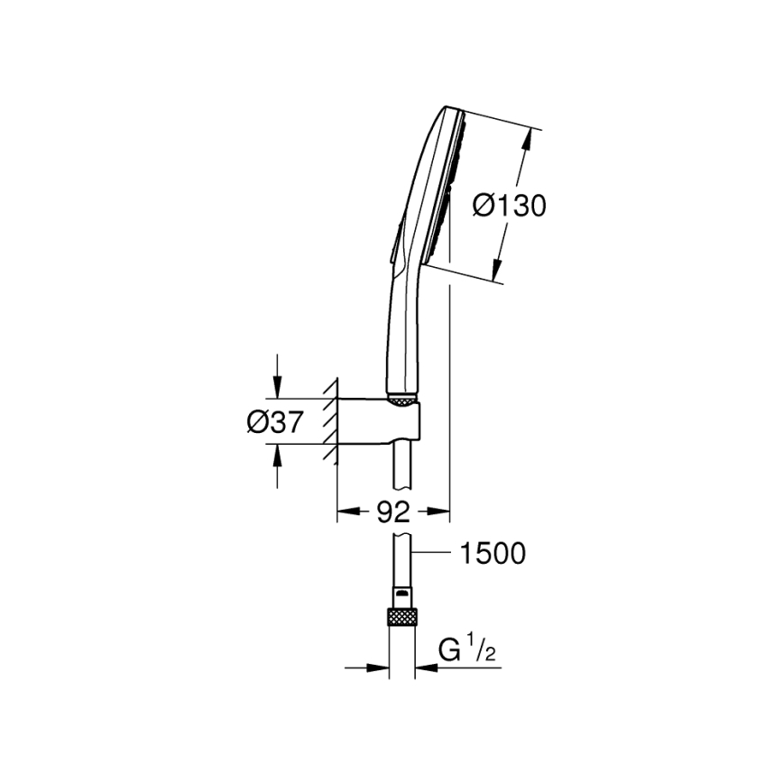 GROHE 26581000 - Kit de douche RAINSHOWER SMARTACTIVE 130, 1500 mm, chrome