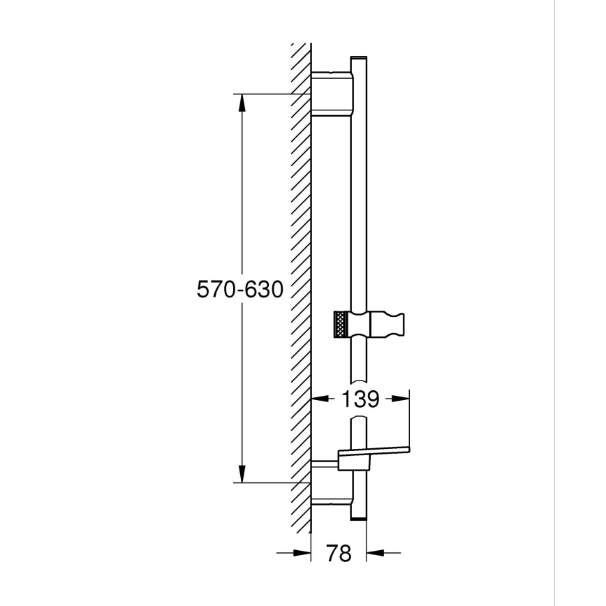 GROHE 266022430 - Barre de douche SMARTACTIVE 600 mm noire