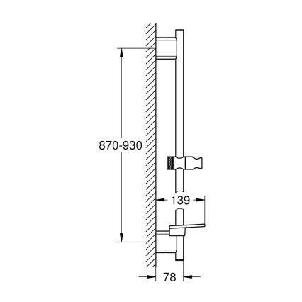 GROHE 26603DA0 - Barra doccia RAINSHOWER SMARTACTIVE 900 mm, finitura bronzo