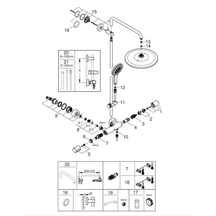GROHE 26648000 - Système de douche RAINSHOWER SMARTACTIVE 310 450 mm, finition chromée brillante