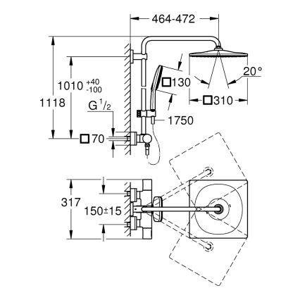 GROHE 26649000 - Duschsystem RAINSHOWER SMARTACTIVE 310 × 310 mm verchromt