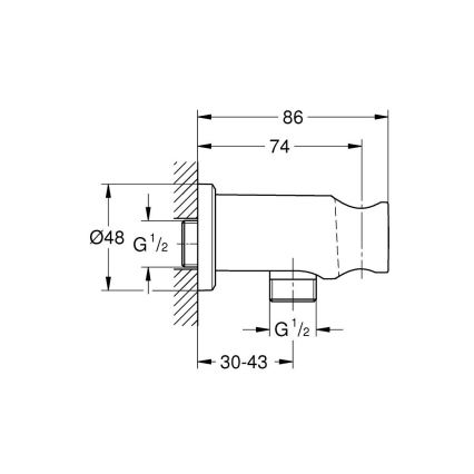 GROHE 26658000 - Raccord mural avec support intégré pour douchette Ø 48 mm, chrome