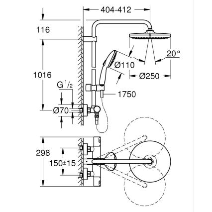 GROHE 266772431 - Duschsystem VITALIO START SYSTEM 250 390 mm schwarz