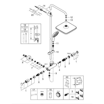 GROHE 266962431 - Duschsystem VITALIO COMFORT 250 250 × 250 mm Schwarz