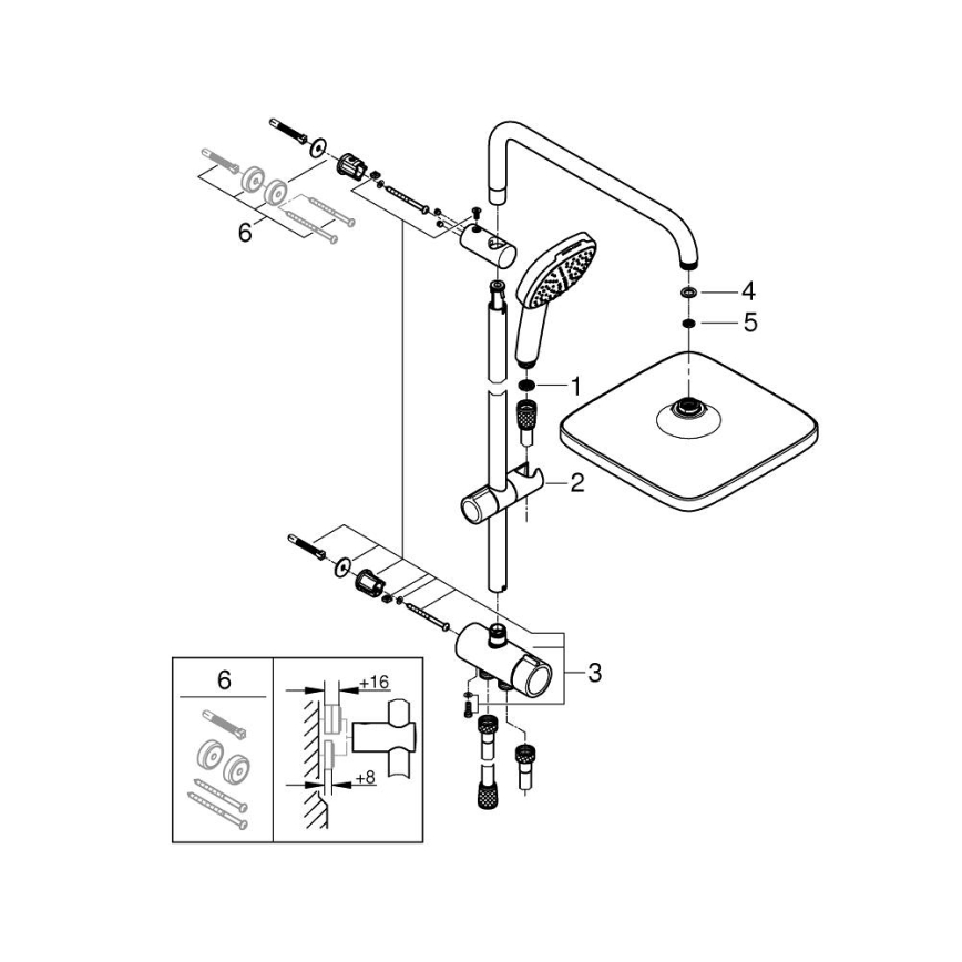GROHE 266982431 - Sistema doccia VITALIO COMFORT 250 390 mm nero