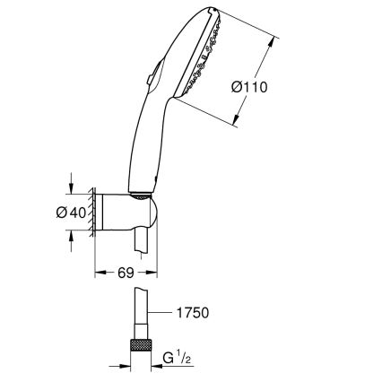 GROHE 26769001 - Set doccia VITALIO START 110 1750 mm cromo lucido