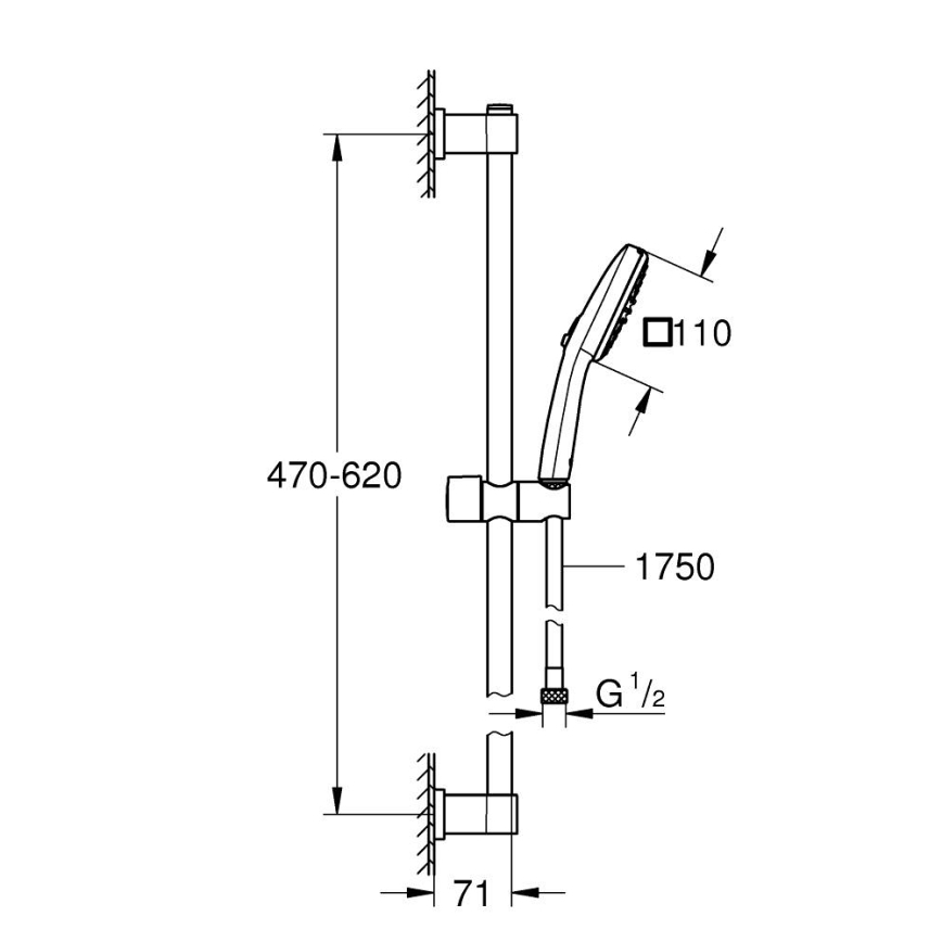 GROHE 26928001 - Set doccia VITALIO COMFORT 110, 600 mm, cromo lucido