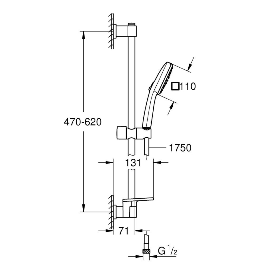 GROHE 26929001 - Duschset VITALIO COMFORT 110 600 mm, glänzender Chrom