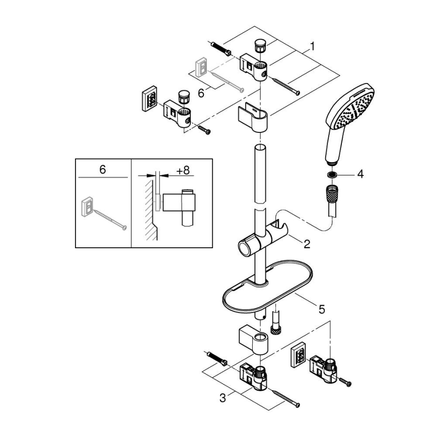 GROHE 26929001 - Ensemble de douche VITALIO COMFORT 110 600 mm chromé brillant