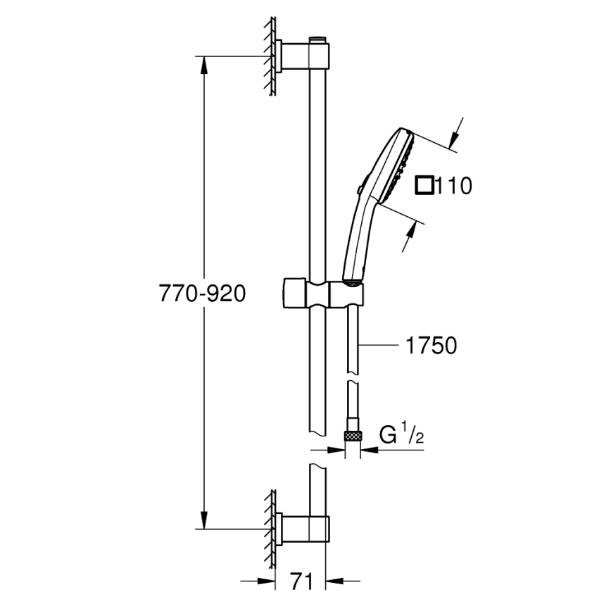 GROHE 26930001 - Set doccia VITALIO COMFORT 110 900 mm cromo lucido