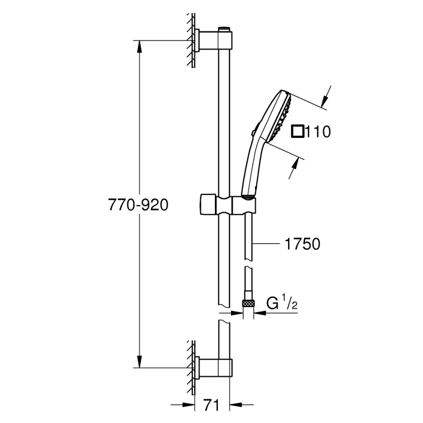 GROHE 26932001 - Set doccia VITALIO COMFORT 110 900 mm cromo lucido