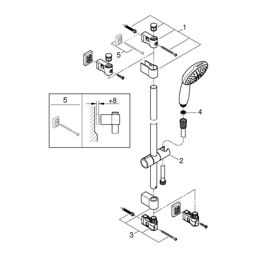 GROHE 26951001 - Ensemble de douche VITALIO START 110 600 mm chrome brillant