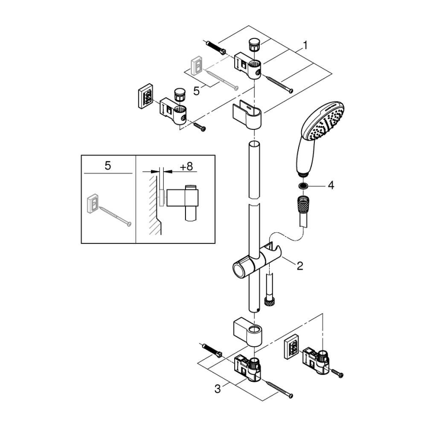 GROHE 26953001 - Ensemble de douche VITALIO START 110, 900 mm, chrome brillant
