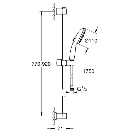 GROHE 26954001 - Kit de douche VITALIO START 110 900 mm, chrome brillant
