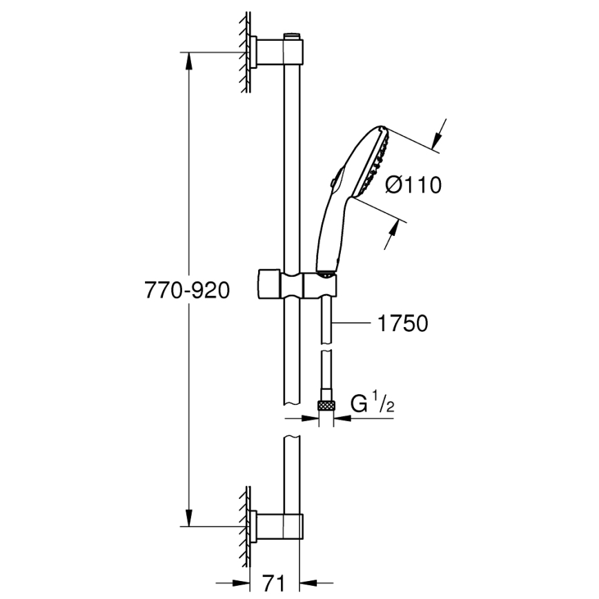 GROHE 26955001 - Ensemble de douche VITALIO START 110 900 mm en acier inoxydable