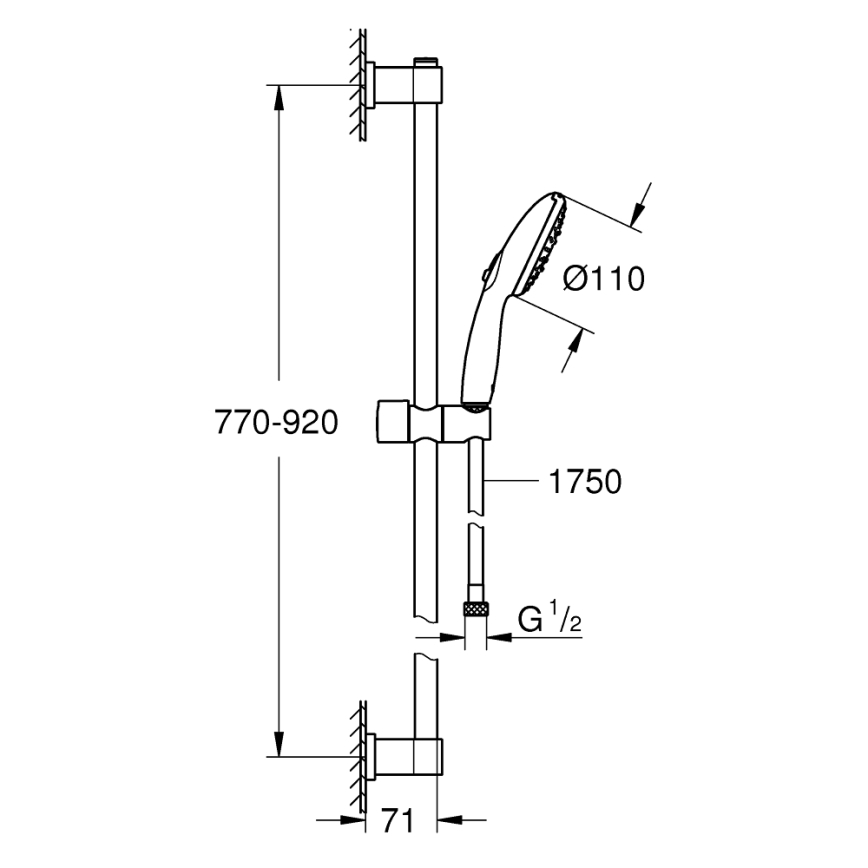 GROHE 26956001 - Ensemble de douche VITALIO START 110 900 mm chromé brillant
