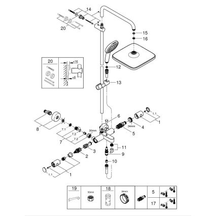 GROHE 26984001 - Sistema doccia VITALIO COMFORT 390 mm cromo lucido