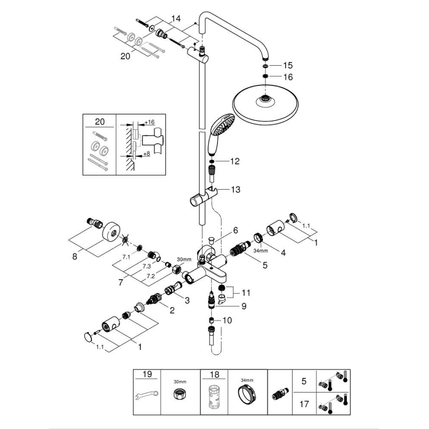 GROHE 269882431 - Sistema doccia VITALIO START SYSTEM 250 390 mm nero