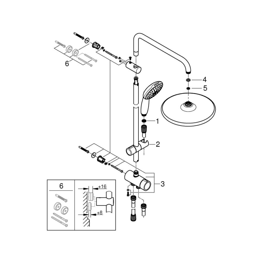 GROHE 26989001 - Système de douche VITALIO START SYSTEM 250 390 mm chromé brillant