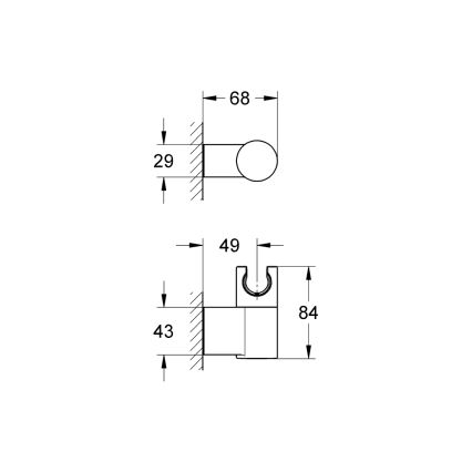 GROHE 27055000 - Support mural pour douche RAINSHOWER, chromé brillant