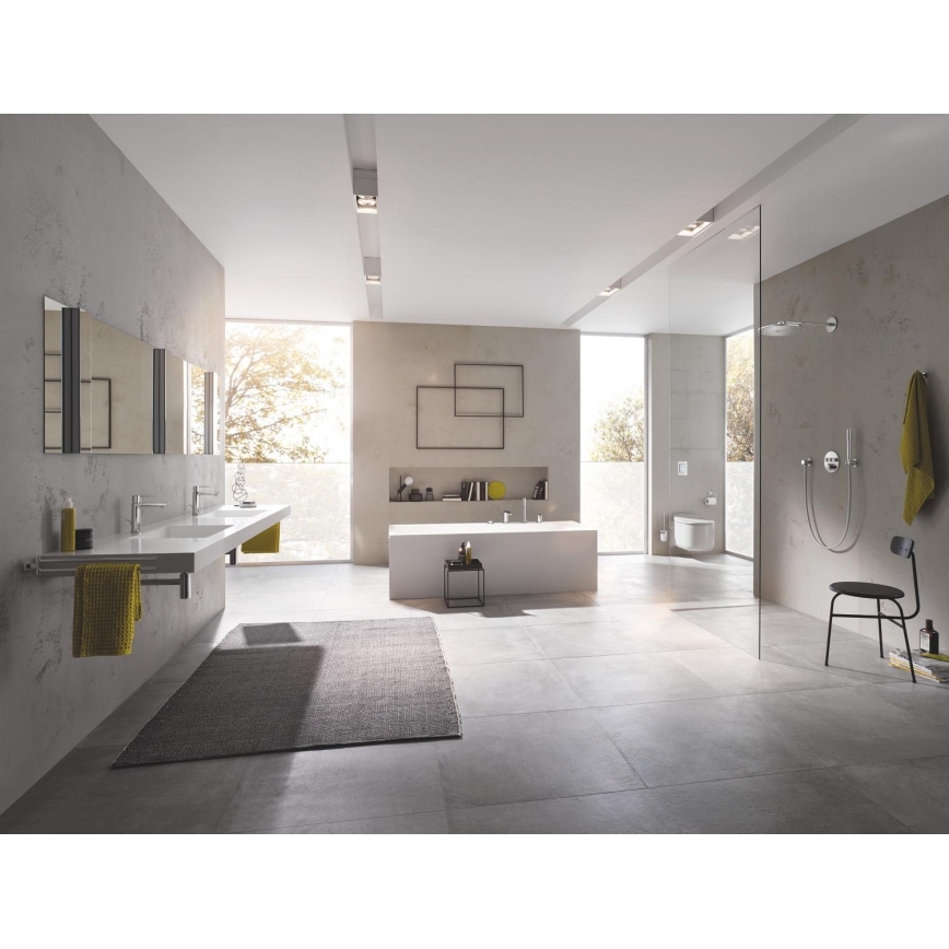 GROHE 27074000 - Support mural de douche RAINSHOWER avec rosace ronde, chrome brillant