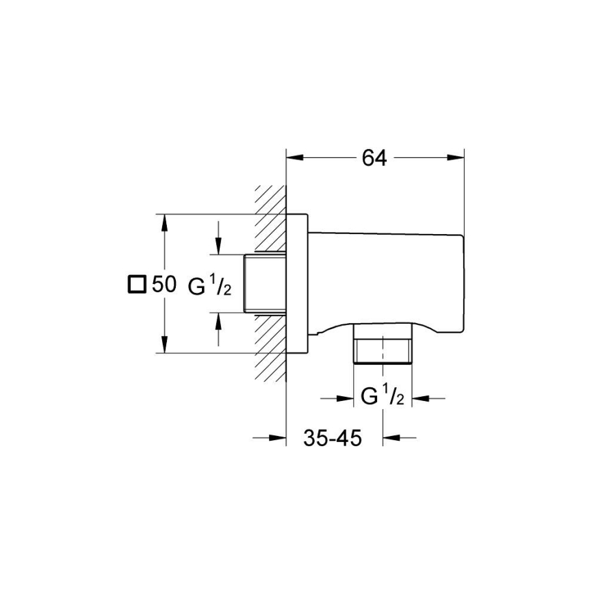 GROHE 27076000 - Coude mural RAINSHOWER, finition chrome brillant