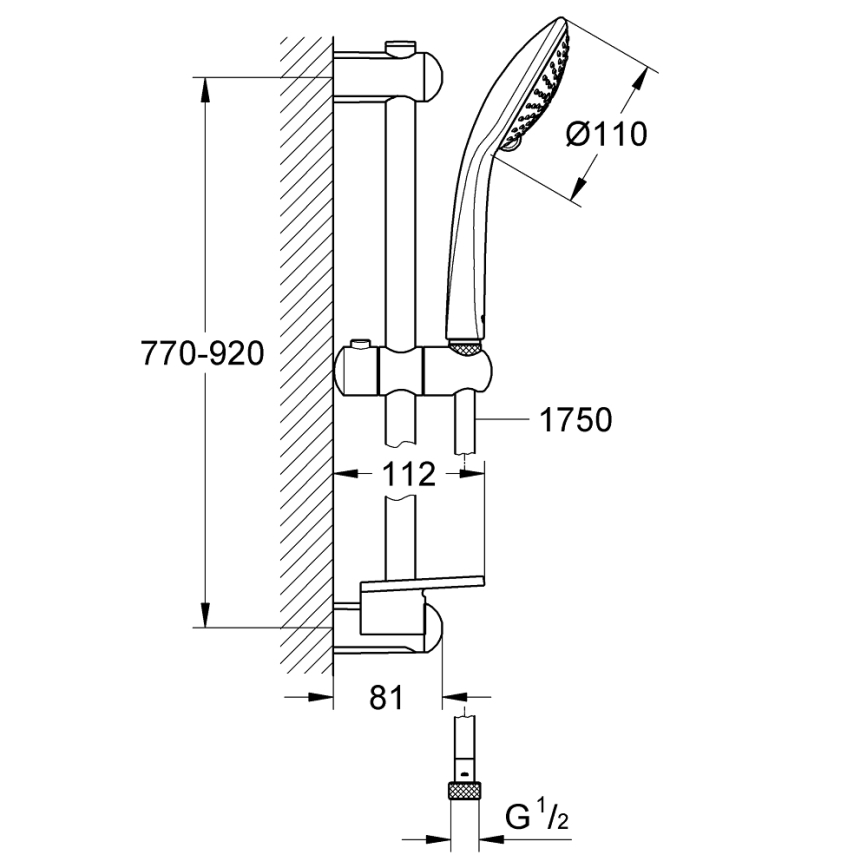 GROHE 27227001 - Ensemble de douche EUPHORIA 900 mm chrome brillant