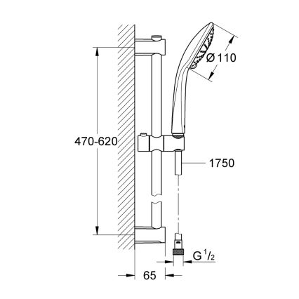 GROHE 27326000 - Set doccia VITALIO JOY 600 mm cromo lucido