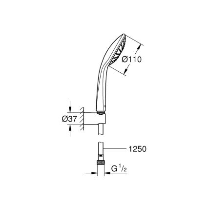 GROHE 27354000 - Set doccia EUPHORIA 110 MONO 1250 mm cromo lucido