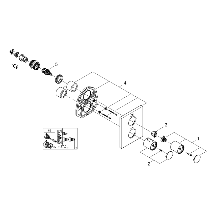 GROHE 27618000 - Cache thermostatique GROHTHERM F, chromé brillant