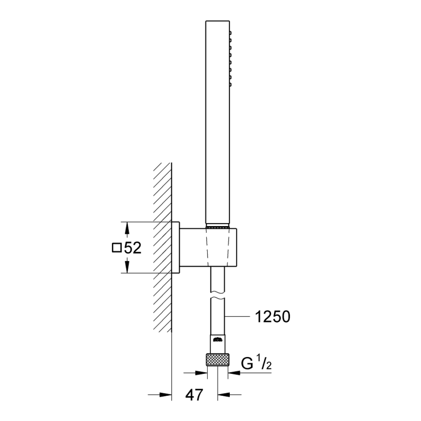 GROHE 27703000 - Ensemble de douche VITALIO START 100, 1 jet, 1250 mm, chrome brillant