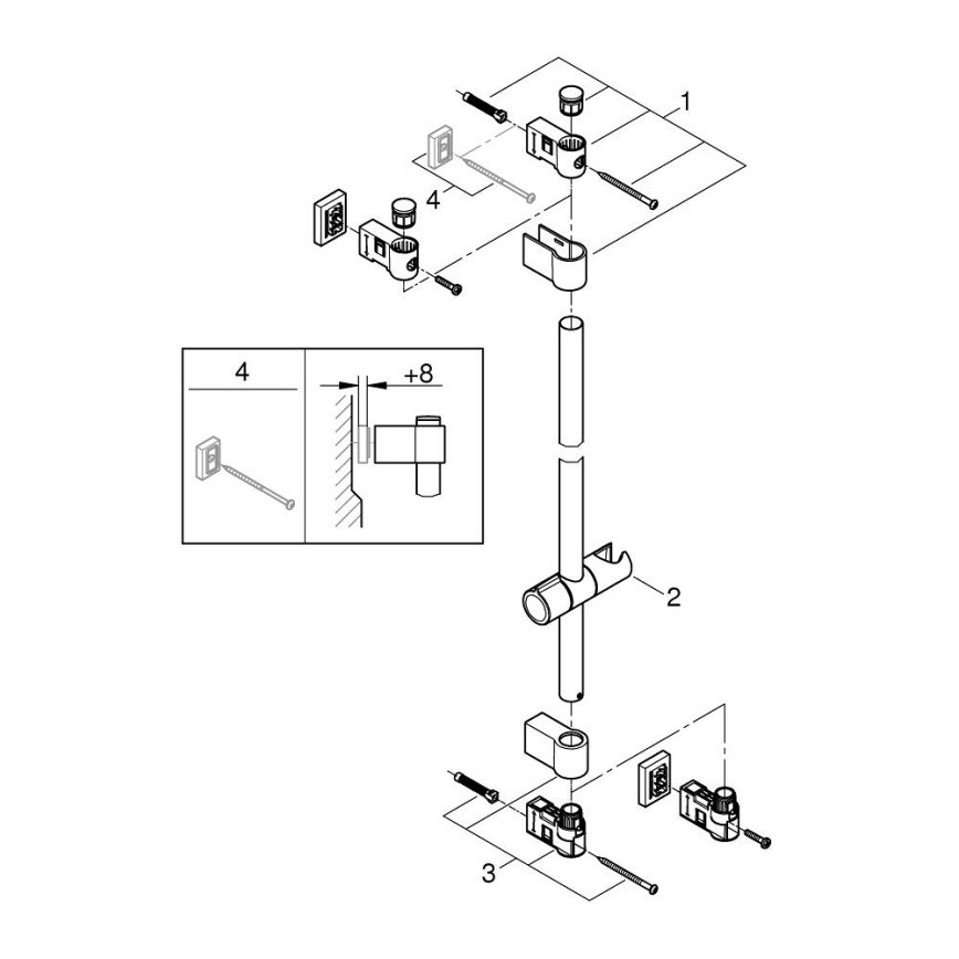 GROHE 277242431 - Duschstange VITALIO UNIVERSAL 600 mm schwarz