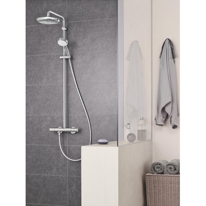 GROHE 27922001 - Set doccia con miscelatore termostatico TEMPESTA COSMOPOLITAN 210, cromo lucido