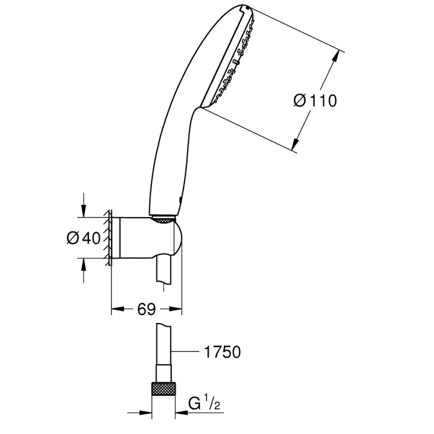 GROHE 27944001 - Set doccia VITALIO START 110, 110 mm, cromo lucido