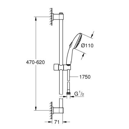 GROHE 279482431 - Set doccia VITALIO START 110 600 mm nero