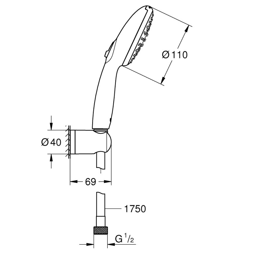 GROHE 279502431 - Kit de douche VITALIO START 110 110 mm noir