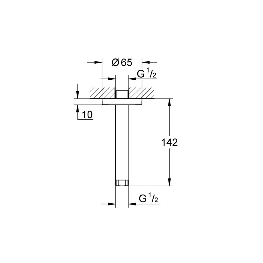 GROHE 28724000 - Bras de douche RAINSHOWER 142 mm, chrome brillant